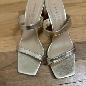 Chinese Laundry Gold Heels Minimalist Elegance